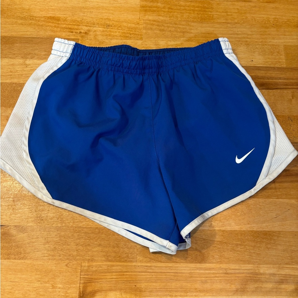 Nike girls Royal Blue and White Athletic Shorts - size small